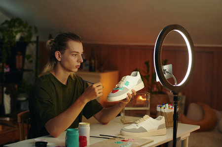 Designer Shooting Vlog About Fashionの写真素材