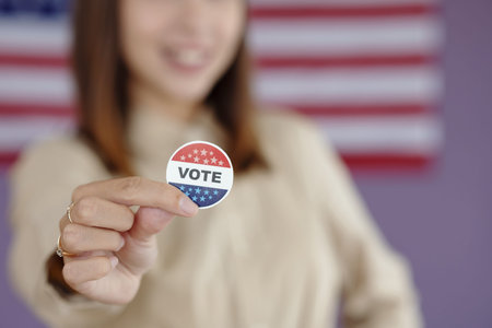 Young Voter With Patriotic Pin