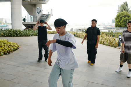 Practicing Urban Street Dance in Public Space Outdoors