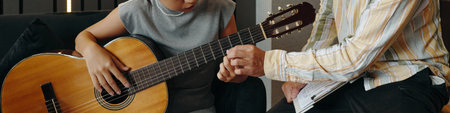 Teaching Guitar Playing Skills With Focused Instructionの写真素材