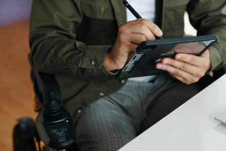 Man With Disability Using Touchpadの写真素材