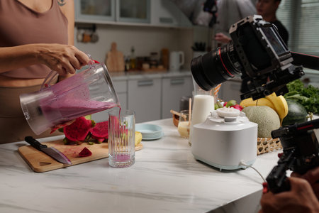 Cameraman Shooting Video Content Of Foodの写真素材