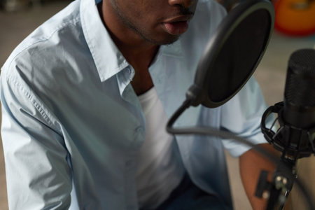Recording Vocal Performance in Music Studioの写真素材