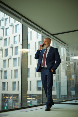 Middle-aged Businessman Talking on Phoneの写真素材