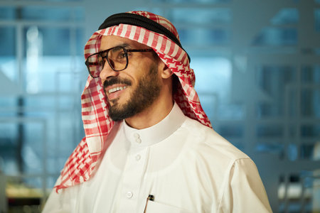 Portrait of Cheerful Middle Eastern Entrepreneurの写真素材