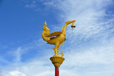 Golden swan lamp on electricity in thailandの写真素材