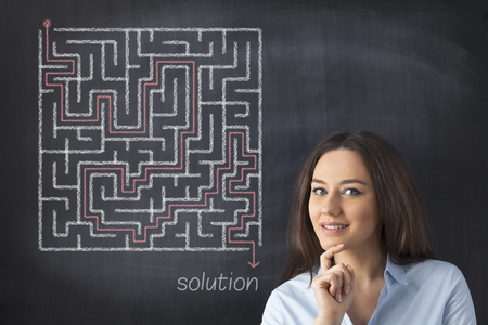 Young business woman find the way outの写真素材