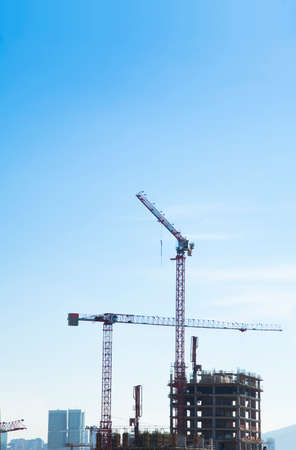 Cranes on a construction siteの写真素材