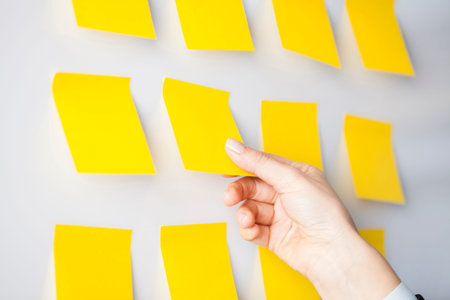 Business people meeting and use sticky notes to share idea