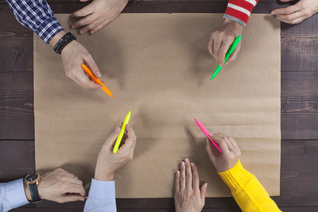 Brainstorming group of people working conceptの写真素材