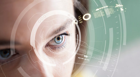 Iris recognition concept. Smart wearable eye-compatible computer