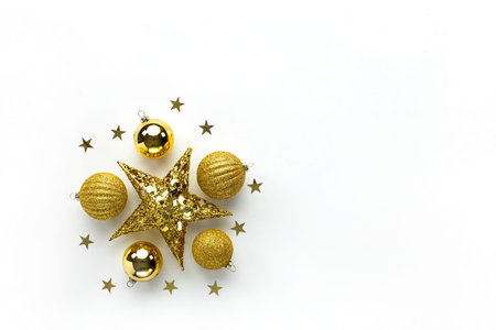 Christmas ornaments on white background