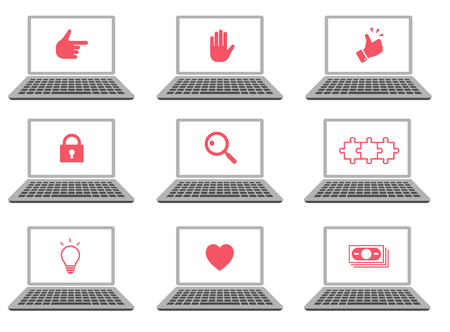 PC and various icon setのイラスト素材