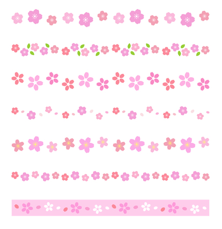 Cherry flower decoration line setのイラスト素材