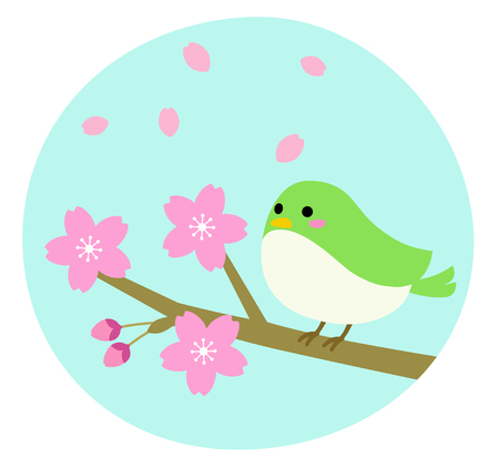 Cherry Blossoms and Nightingaleのイラスト素材