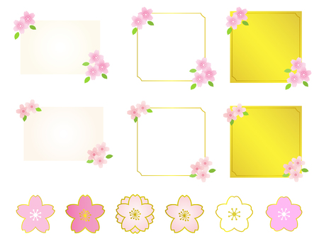 Frame set decorated with cherry blossomsのイラスト素材
