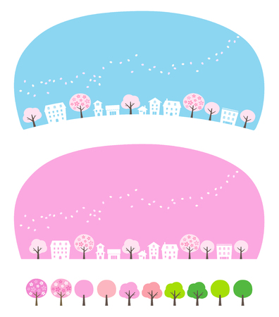 falling cherry-blossoms in the skyのイラスト素材