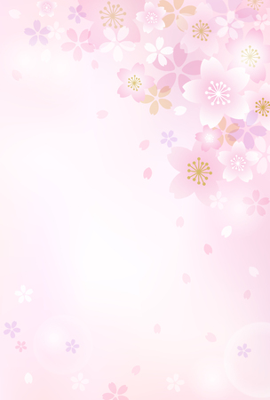 Cherry and light background / postcard templateのイラスト素材