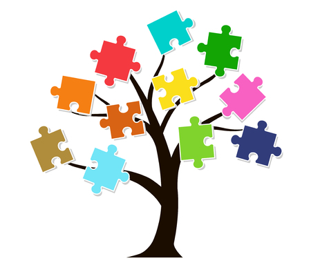 Tree icon and puzzle pieceのイラスト素材