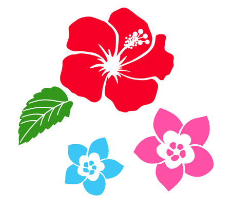 Tropical flower icon setのイラスト素材