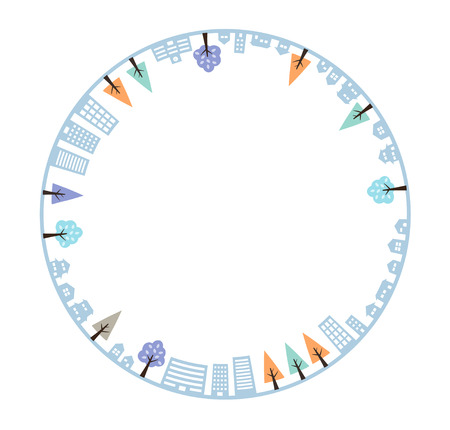 round cityscape (winter-autumn)のイラスト素材