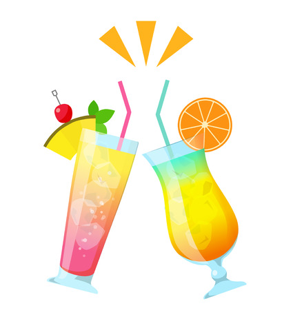 Toast with tropical drinksのイラスト素材