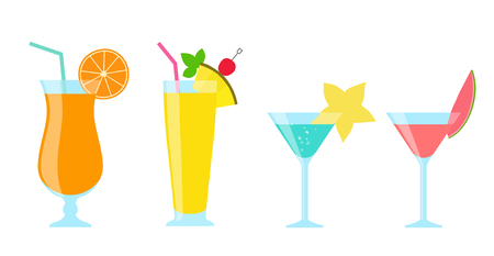 tropical juice and cocktail illustration setのイラスト素材