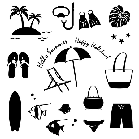 Tropical summer vacation icon setのイラスト素材