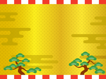 New Year card Background  material Pine and goldのイラスト素材