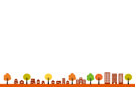 Autumn Townscape and white backgroundのイラスト素材
