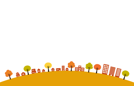 Autumn Townscape and white backgroundのイラスト素材