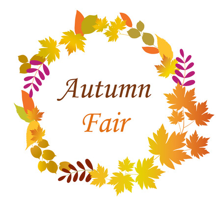 Autumn leaves ring frame and charactersのイラスト素材