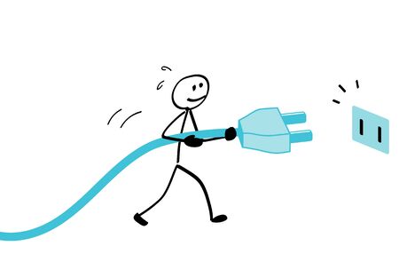 Person with a plug and Outletのイラスト素材