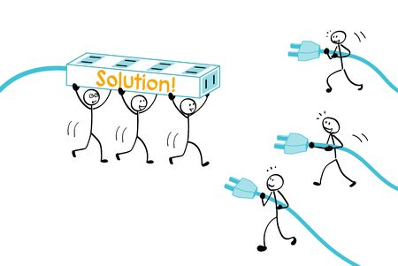 People with outlets and plugs-team workのイラスト素材