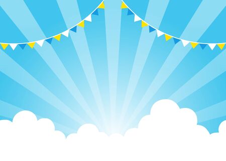 Blue sky with clouds background materialのイラスト素材