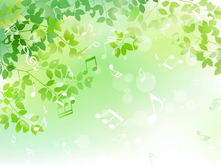 Green leaf and music note sunbeam imageのイラスト素材