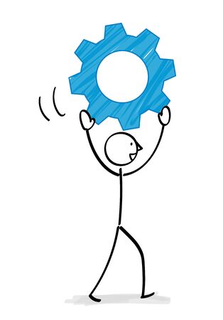 A person carrying gears aloneのイラスト素材