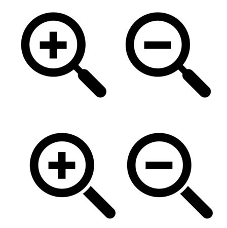 Magnifying glass icon set Zoom in and outのイラスト素材