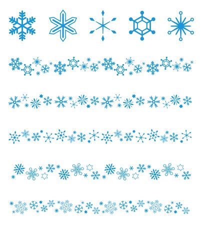 Snowflakes, Snow Crystal, border, icon material setのイラスト素材