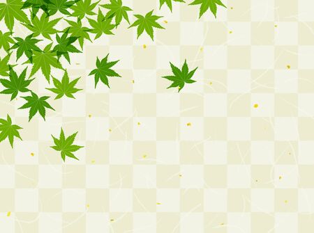 Blue maple and Checkered pattern Japanese style backgroundのイラスト素材