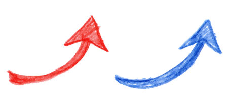 Hand drawn arrow icon drawn with colored pencil