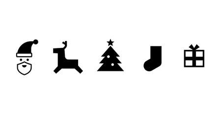 Christmas icon set, Santa Claus, reindeer, Christmas tree, etc.のイラスト素材
