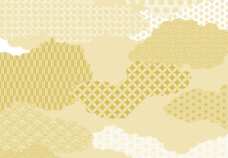 Japanese style cloud and pattern background materialのイラスト素材