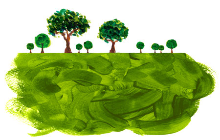 Landscape of tree painted with paintの写真素材