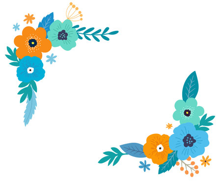 Flower and leaf decoration frame Hand-painted tasteのイラスト素材