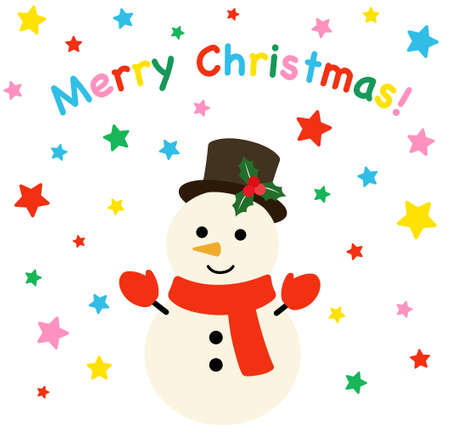 Snowman's illustration | Merry Christmasのイラスト素材