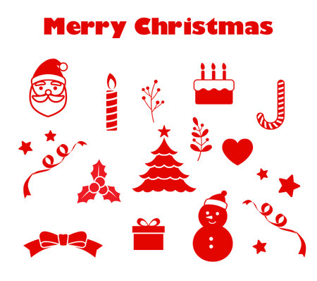 Christmas icon set red toneのイラスト素材