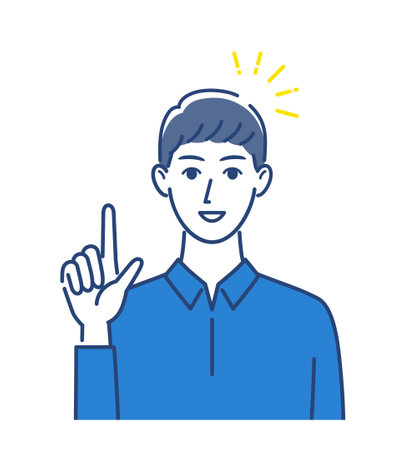 man showing points with index fingerのイラスト素材