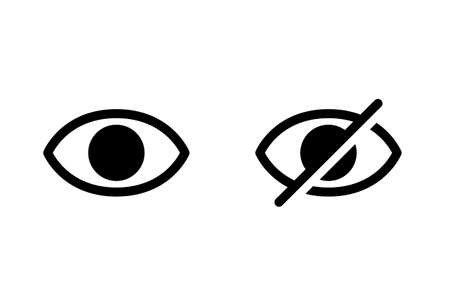 Hidden and visible eye icon setのイラスト素材
