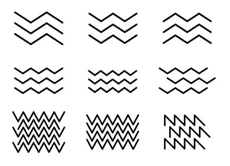 zigzag line wave pattern setのイラスト素材